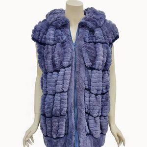Two-toned Purple and Black Sheared Beaver Fur Vest w/ Zipper - Medium